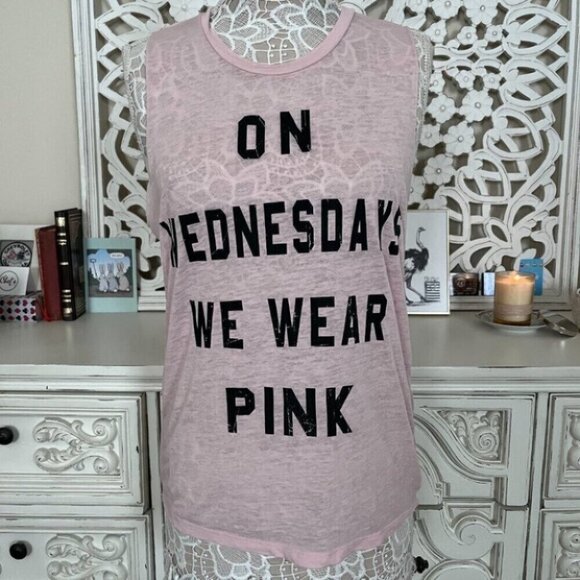 Mean Girls On Wednesdays We Wear Pink Muscle Tank - Picture 1 of 4
